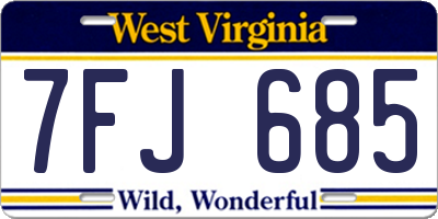 WV license plate 7FJ685