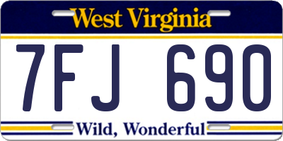 WV license plate 7FJ690