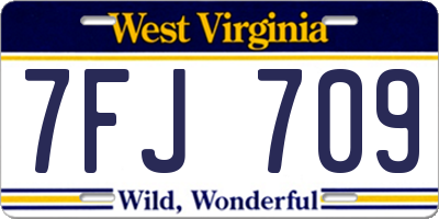 WV license plate 7FJ709