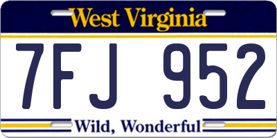 WV license plate 7FJ952