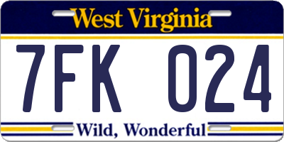 WV license plate 7FK024