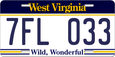 WV license plate 7FL033