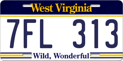 WV license plate 7FL313