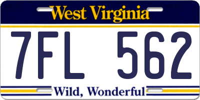 WV license plate 7FL562