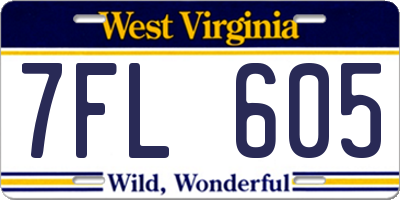 WV license plate 7FL605