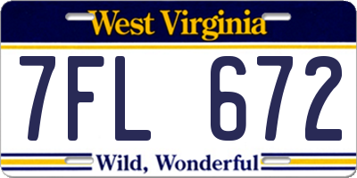 WV license plate 7FL672