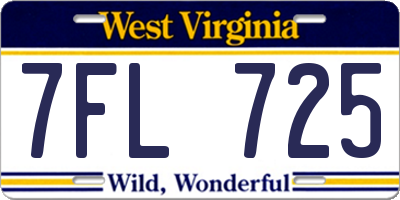 WV license plate 7FL725