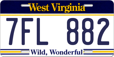WV license plate 7FL882