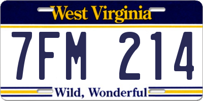 WV license plate 7FM214