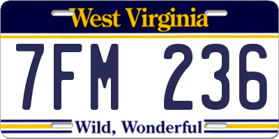 WV license plate 7FM236