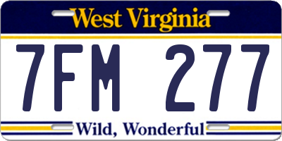 WV license plate 7FM277