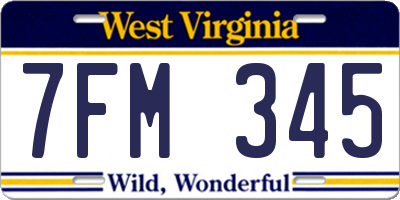 WV license plate 7FM345