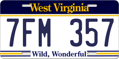 WV license plate 7FM357