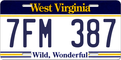 WV license plate 7FM387