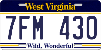 WV license plate 7FM430