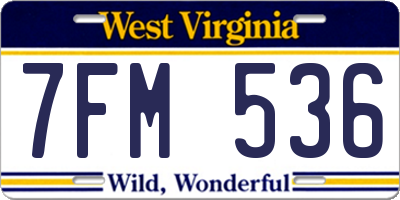 WV license plate 7FM536