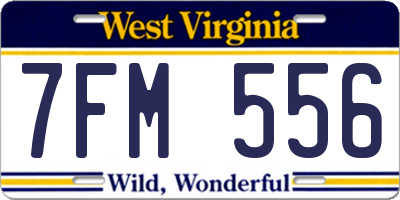 WV license plate 7FM556