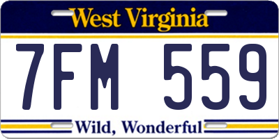 WV license plate 7FM559