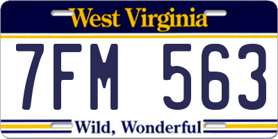 WV license plate 7FM563