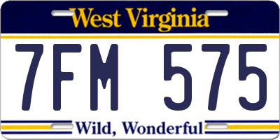 WV license plate 7FM575