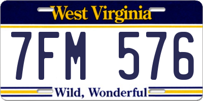 WV license plate 7FM576