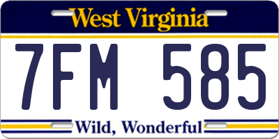WV license plate 7FM585