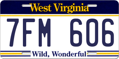 WV license plate 7FM606