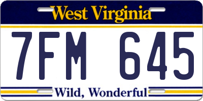 WV license plate 7FM645