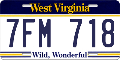 WV license plate 7FM718
