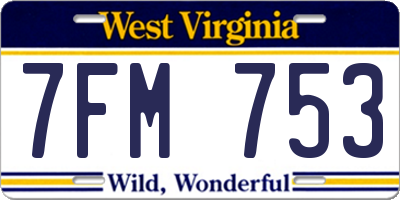 WV license plate 7FM753