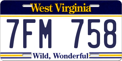 WV license plate 7FM758