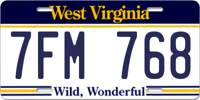 WV license plate 7FM768