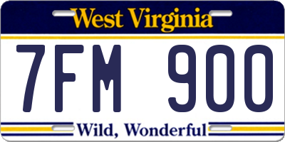 WV license plate 7FM900