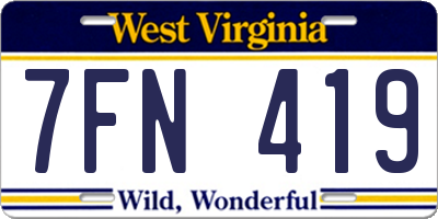 WV license plate 7FN419