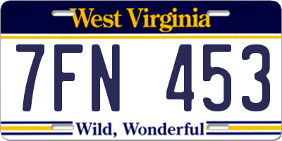 WV license plate 7FN453