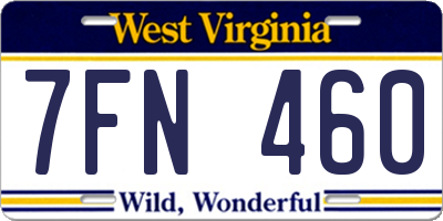 WV license plate 7FN460