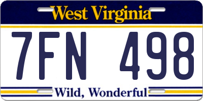 WV license plate 7FN498