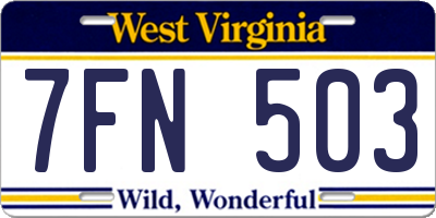 WV license plate 7FN503