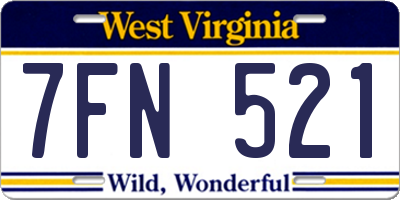 WV license plate 7FN521