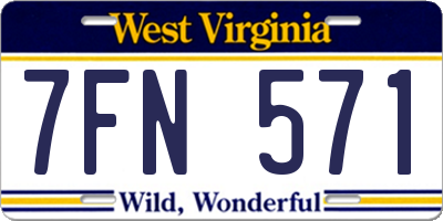 WV license plate 7FN571