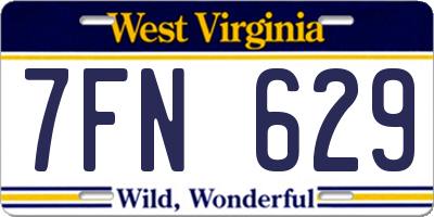 WV license plate 7FN629