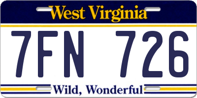 WV license plate 7FN726