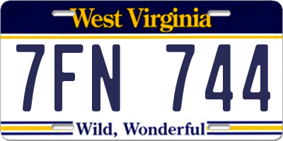 WV license plate 7FN744