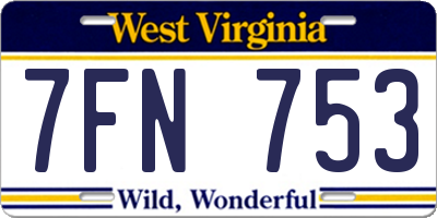 WV license plate 7FN753