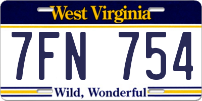 WV license plate 7FN754