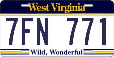 WV license plate 7FN771