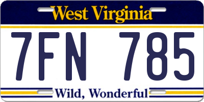 WV license plate 7FN785