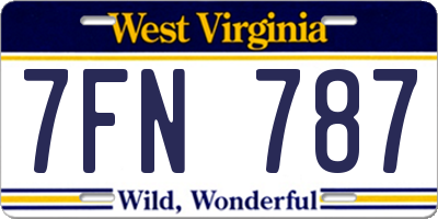 WV license plate 7FN787