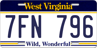 WV license plate 7FN796