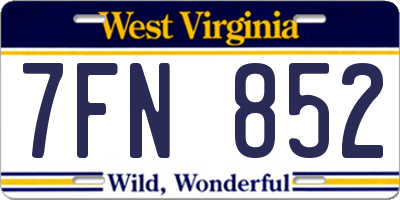 WV license plate 7FN852